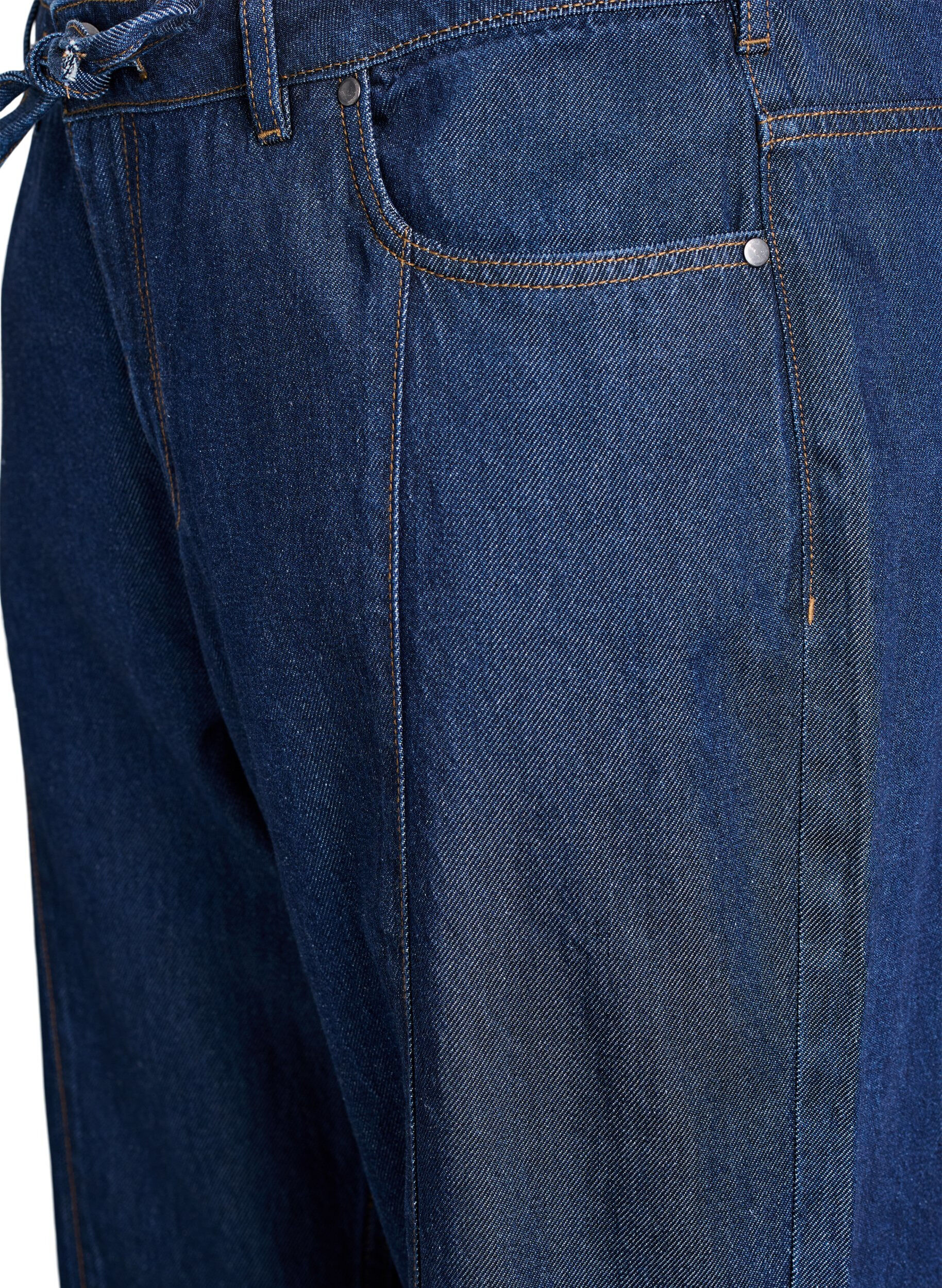 ZizziJean large avec ceinture &agrave; nouer et taille haute, Bleu, Packshot image number 2
