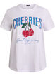 T-shirt en coton avec imprim&eacute; fruits et texte, Blanc, Packshot image number 0