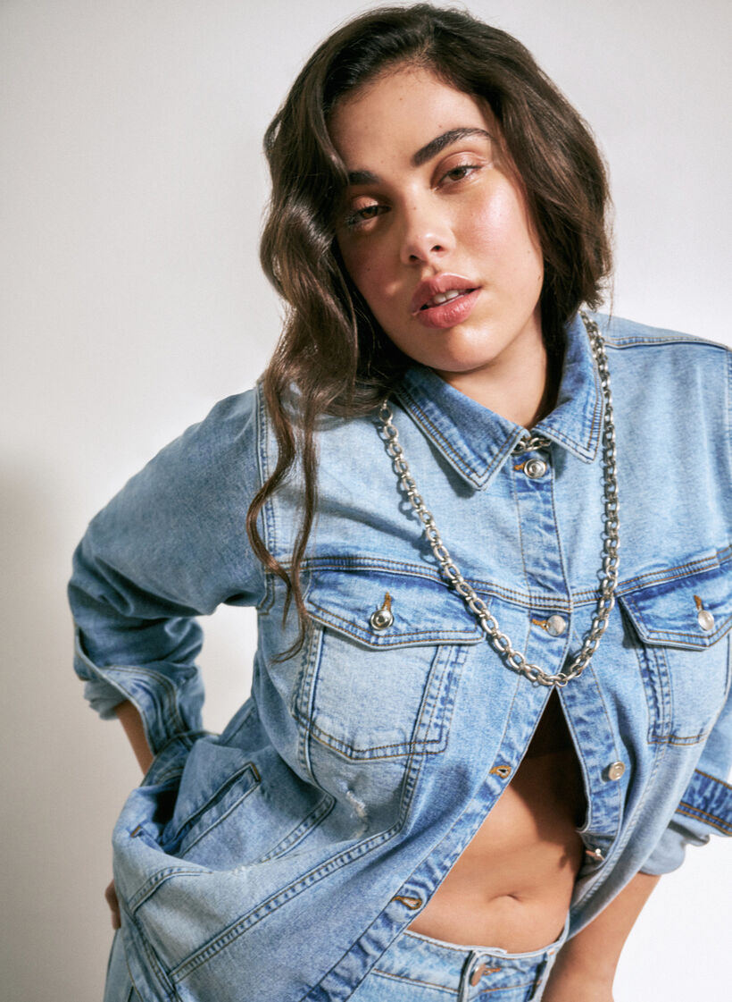 Veste courte en jean en coton, Light blue denim, Image image number 0