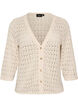 Cardigan en maille avec broderie ajour&eacute;e et col V, Beige, Packshot image number 0