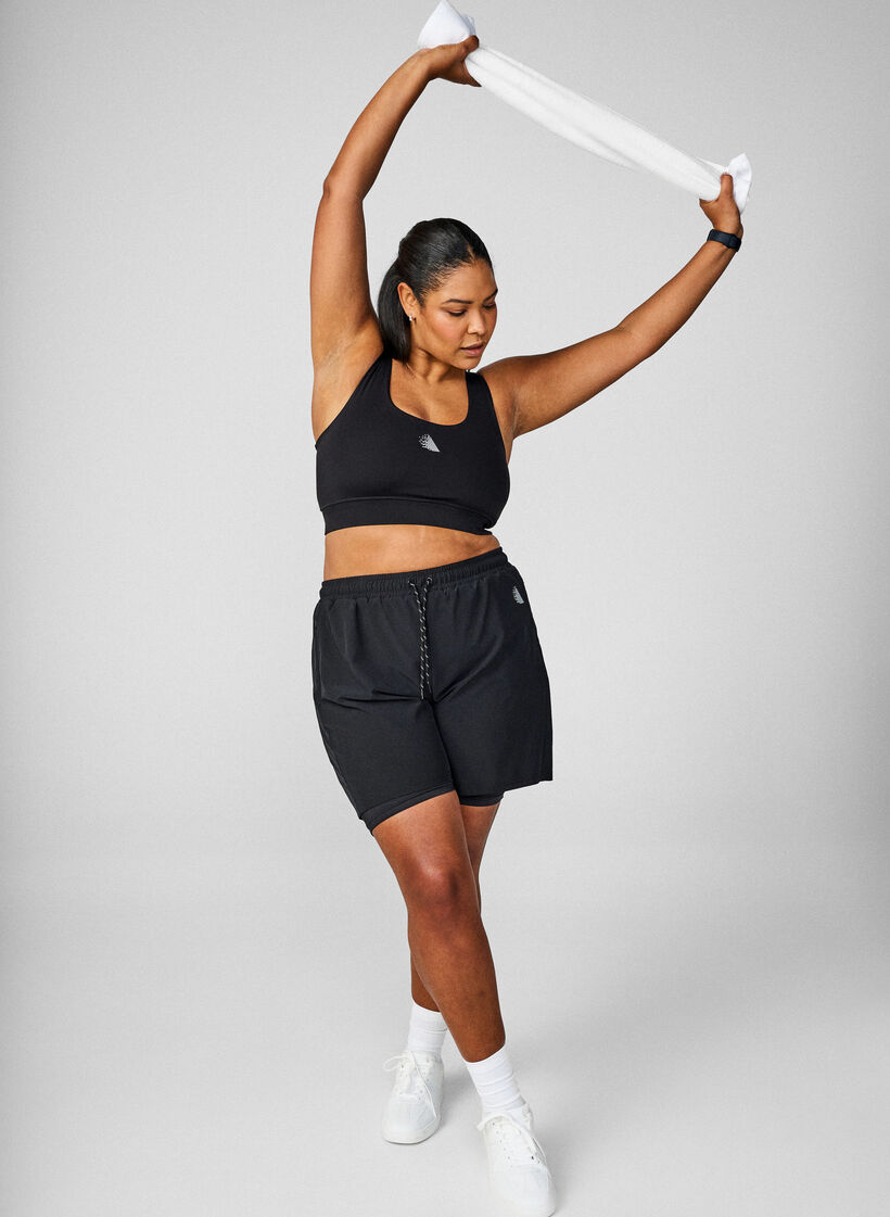 Short d'entra&icirc;nement avec short int&eacute;rieur, Noir, Image image number 0