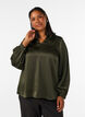 Blouse avec col de chemise et col en V, Vert fonc&eacute;, Model image number 0