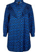 Chemise longue en viscose avec imprimé et volants, True blue w. Black, Packshot image number 0