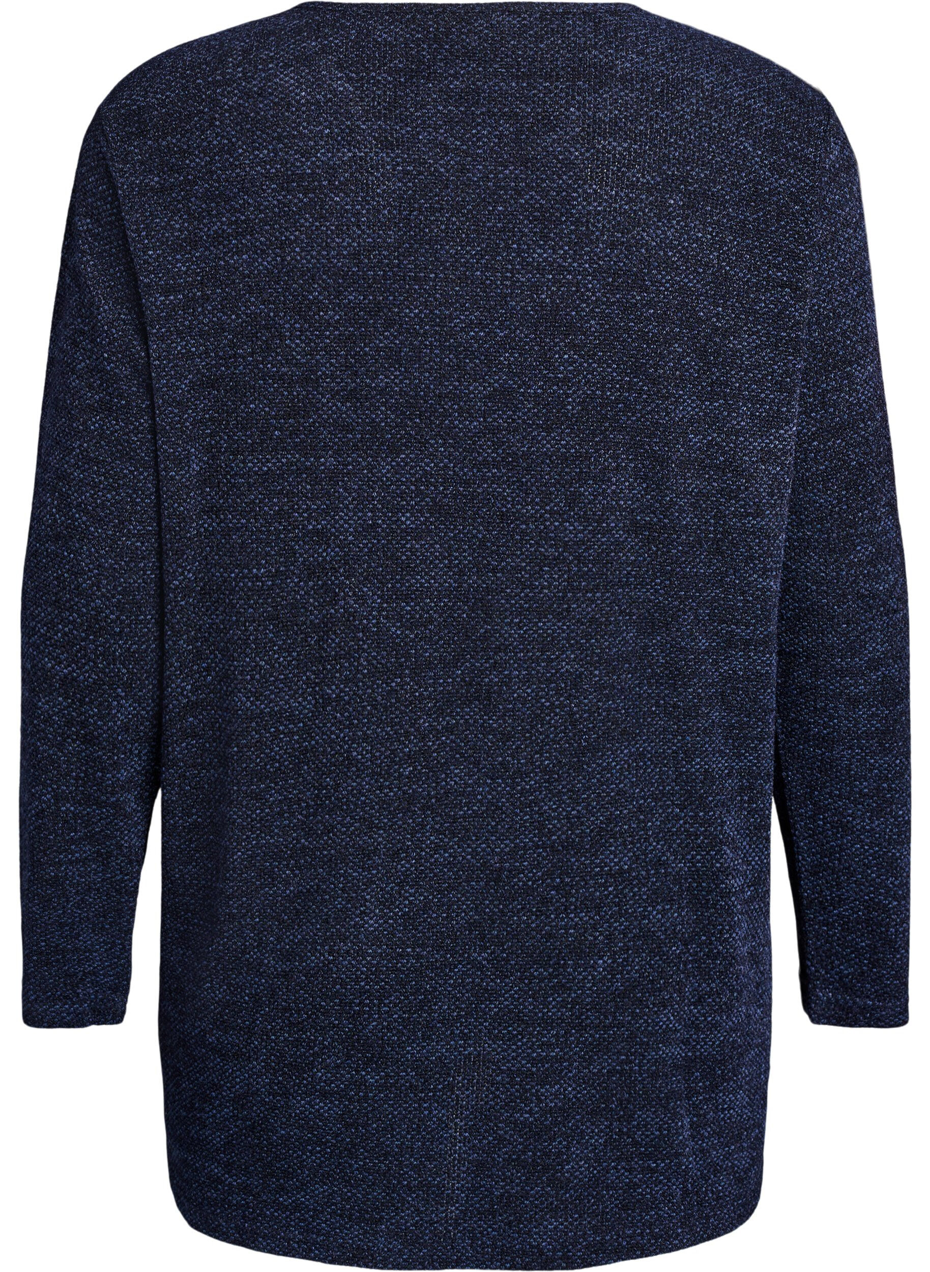 ZizziBlouse &agrave; manches longues avec texture, Bleu, Packshot image number 1