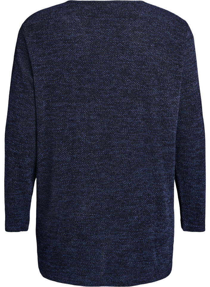 Blouse &agrave; manches longues avec texture, Bleu, Packshot image number 1