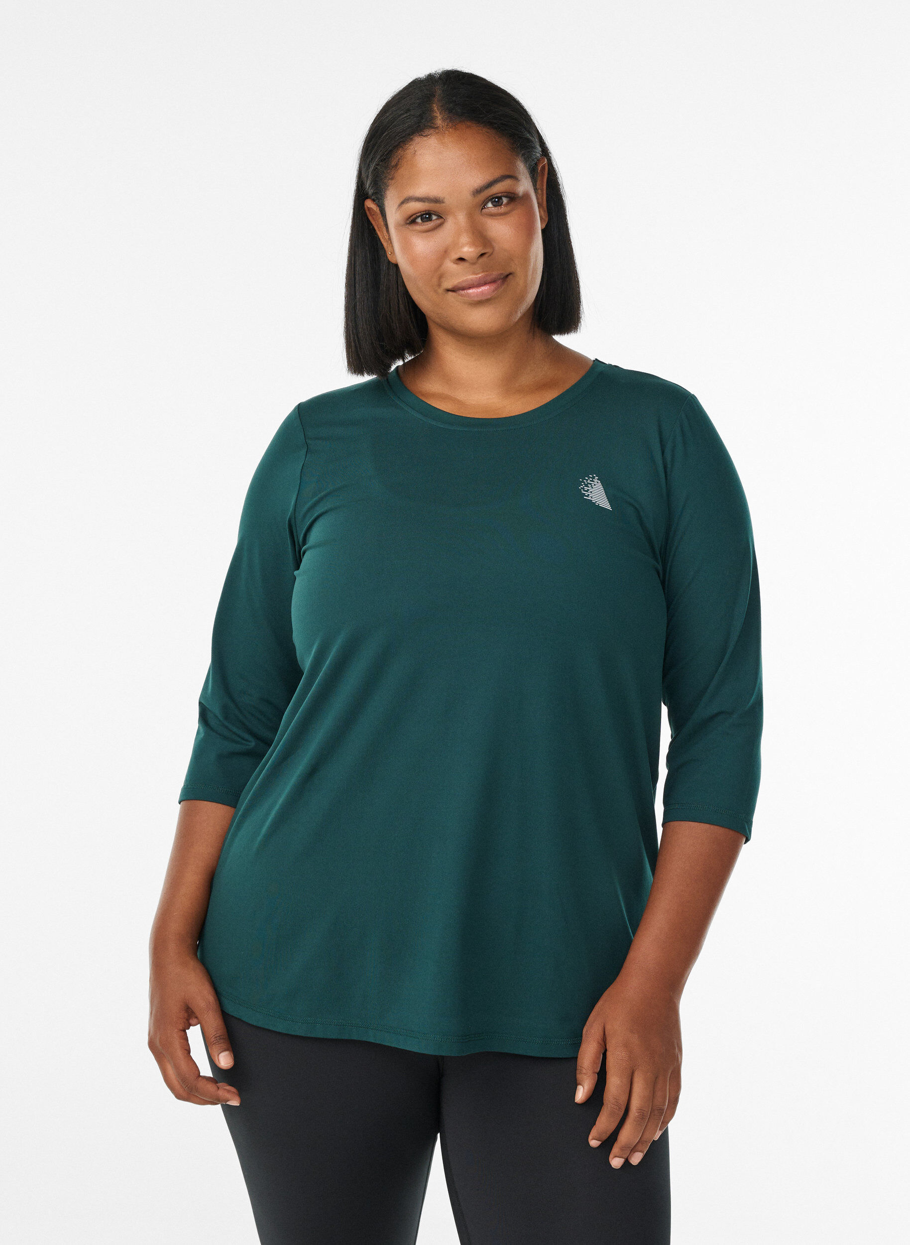 ZizziHaut de sport &agrave; manches 3/4, Vert fonc&eacute;, Model image number 0