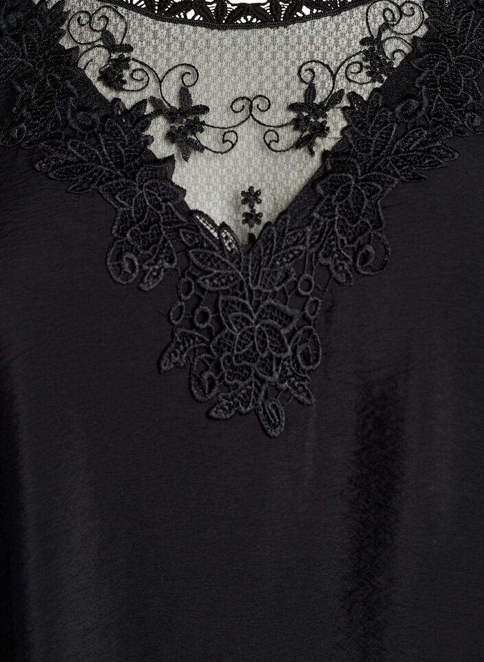Tunique en viscose avec dentelle, Noir, Packshot image number 2