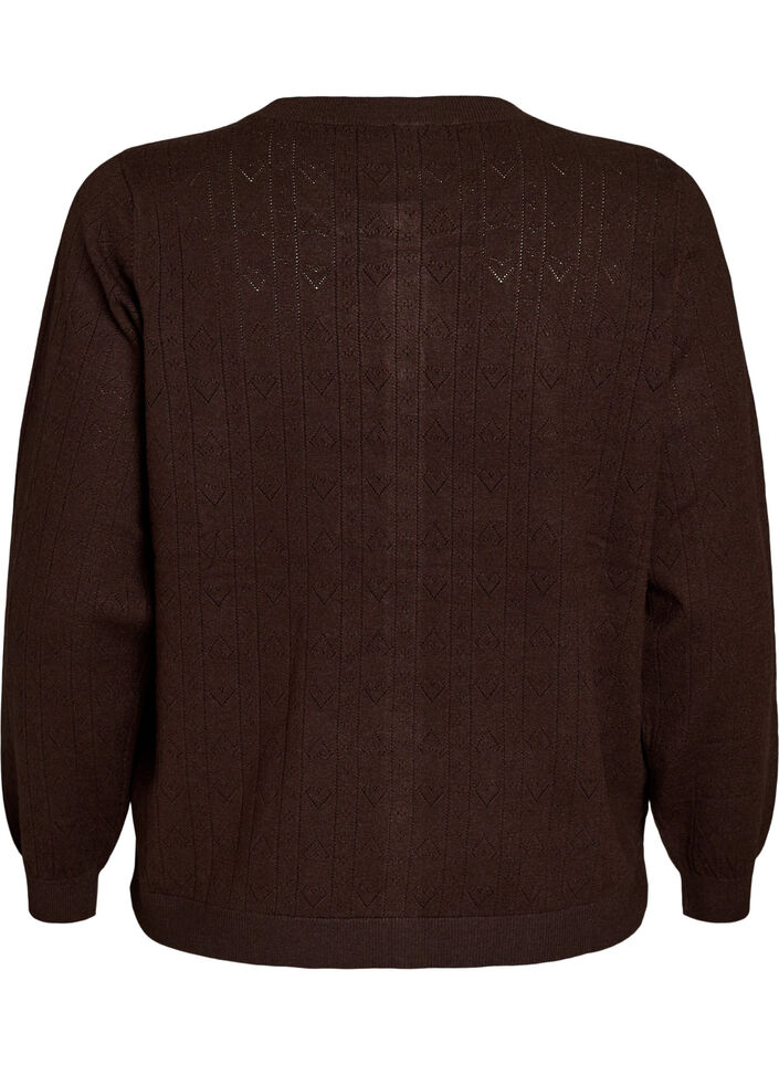 Cardigan en maille avec broderie ajour&eacute;e en forme de c&oelig;ur, Marron, Packshot image number 1