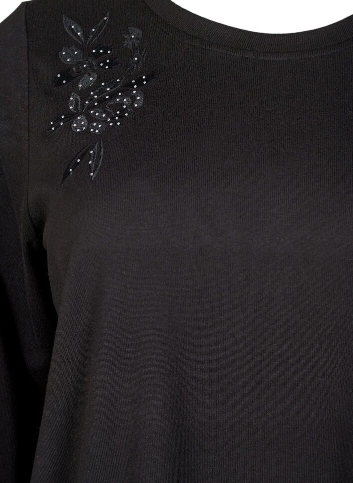 Chemisier avec broderie et strass, Black, Packshot image number 2