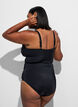 Maillot de bain &agrave; d&eacute;tail crois&eacute; en drap&eacute;, Noir, Model image number 1