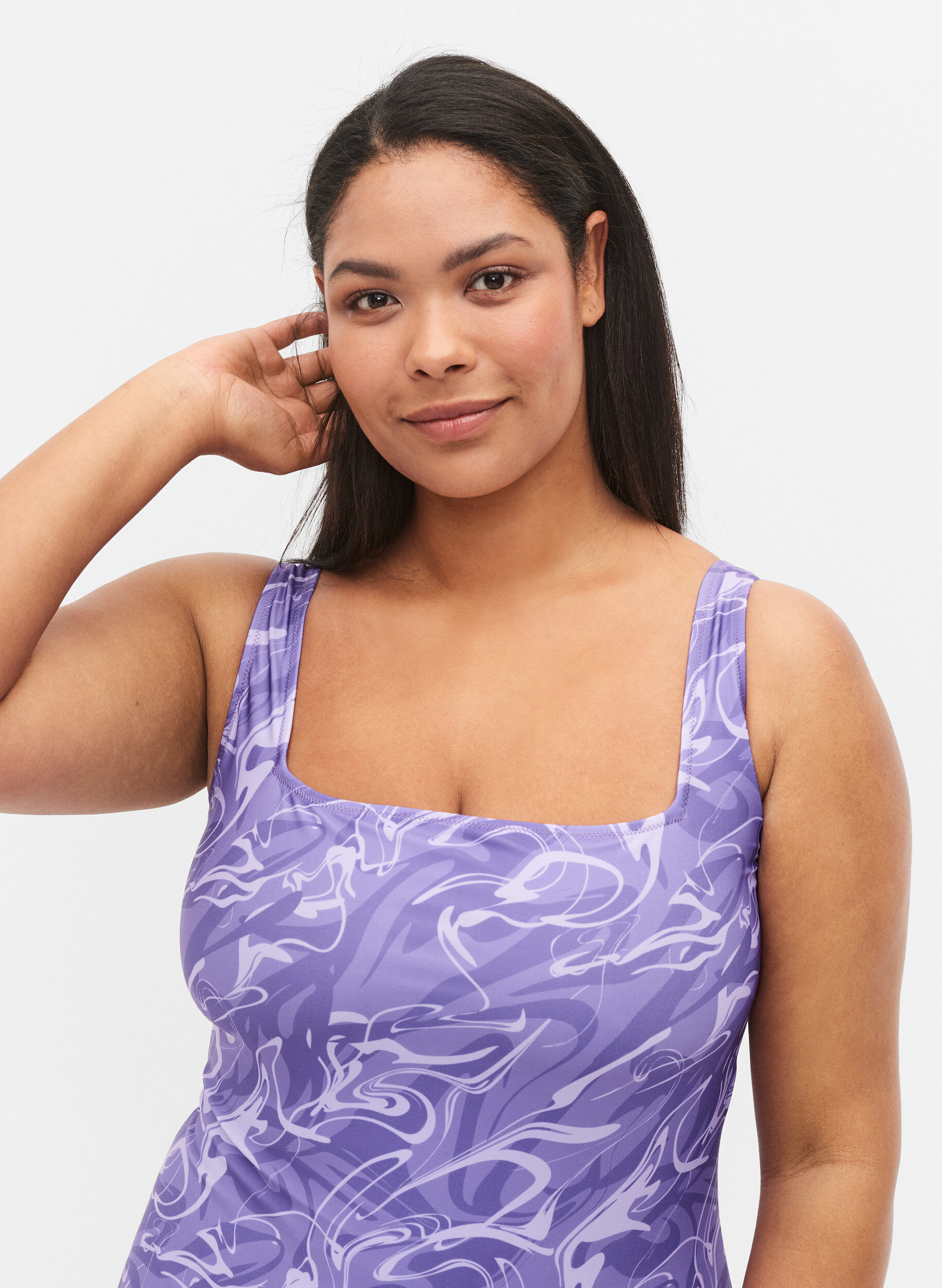 Zizzi Maillot de bain avec imprim&eacute;, Swirl Print, Model image number 2