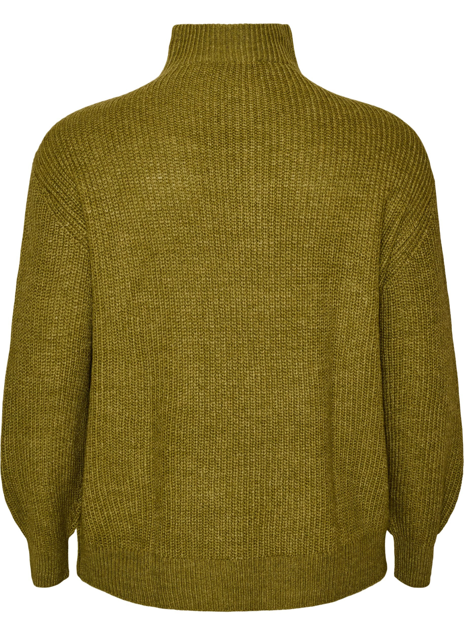 ZizziPull en tricot avec col haut et fermeture &eacute;clair, Vert, Packshot image number 1