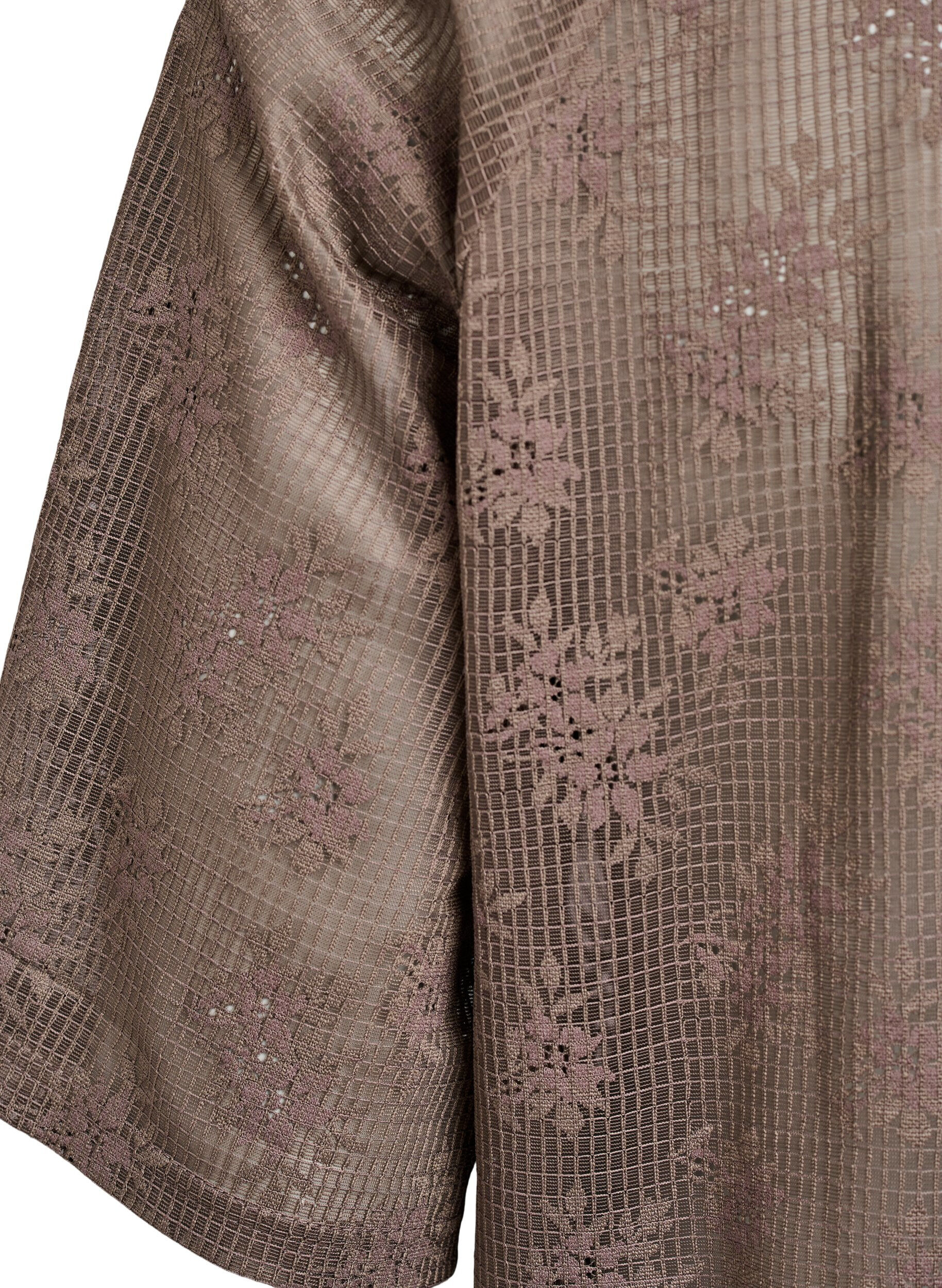 Zizzi T-shirt en dentelle avec imprim&eacute; texte, Marron, Packshot image number 3