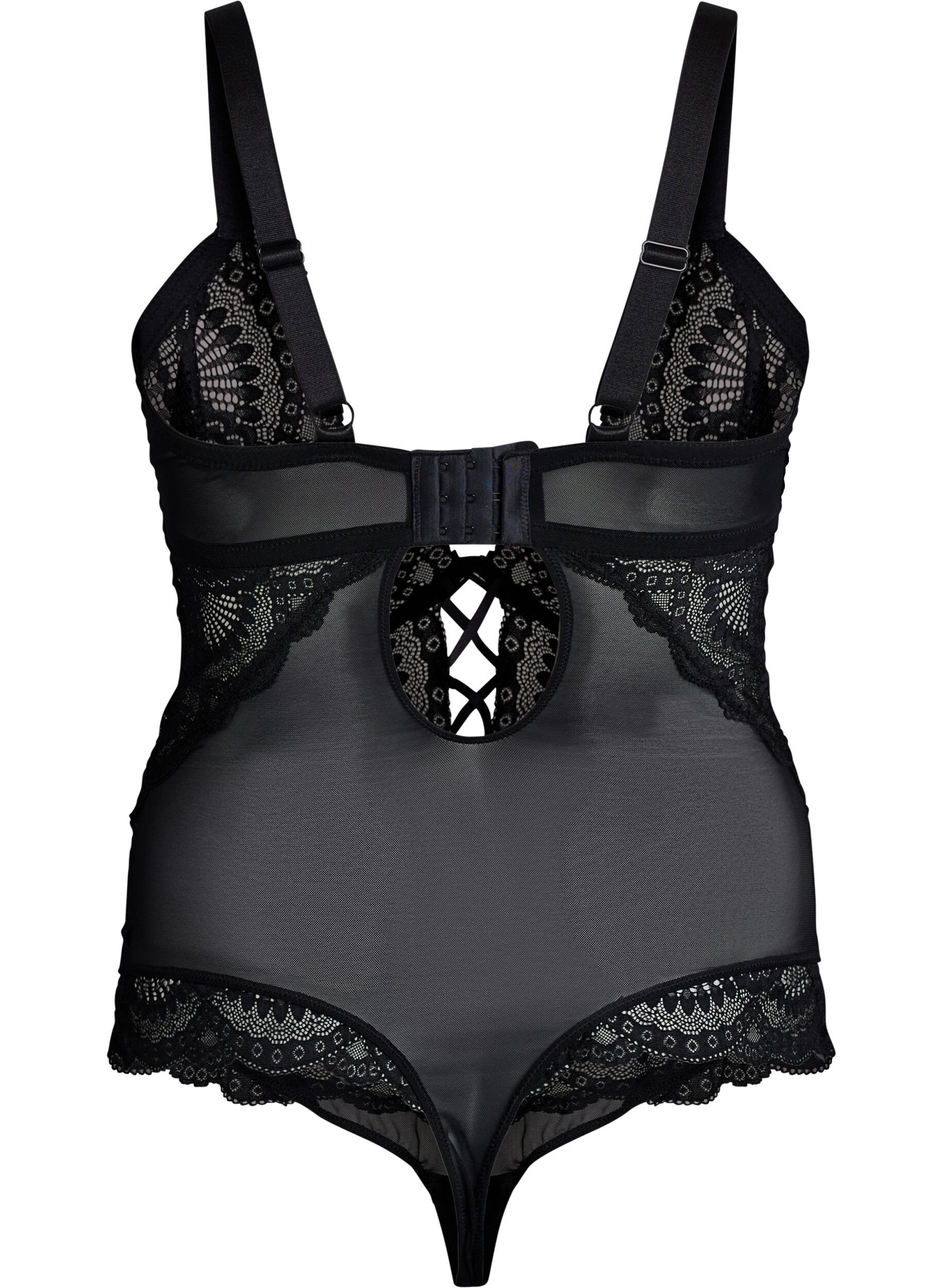 ZizziBody en dentelle avec d&eacute;tails lac&eacute;s, Noir, Packshot image number 1