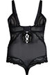 Body en dentelle avec d&eacute;tails lac&eacute;s, Noir, Packshot image number 1