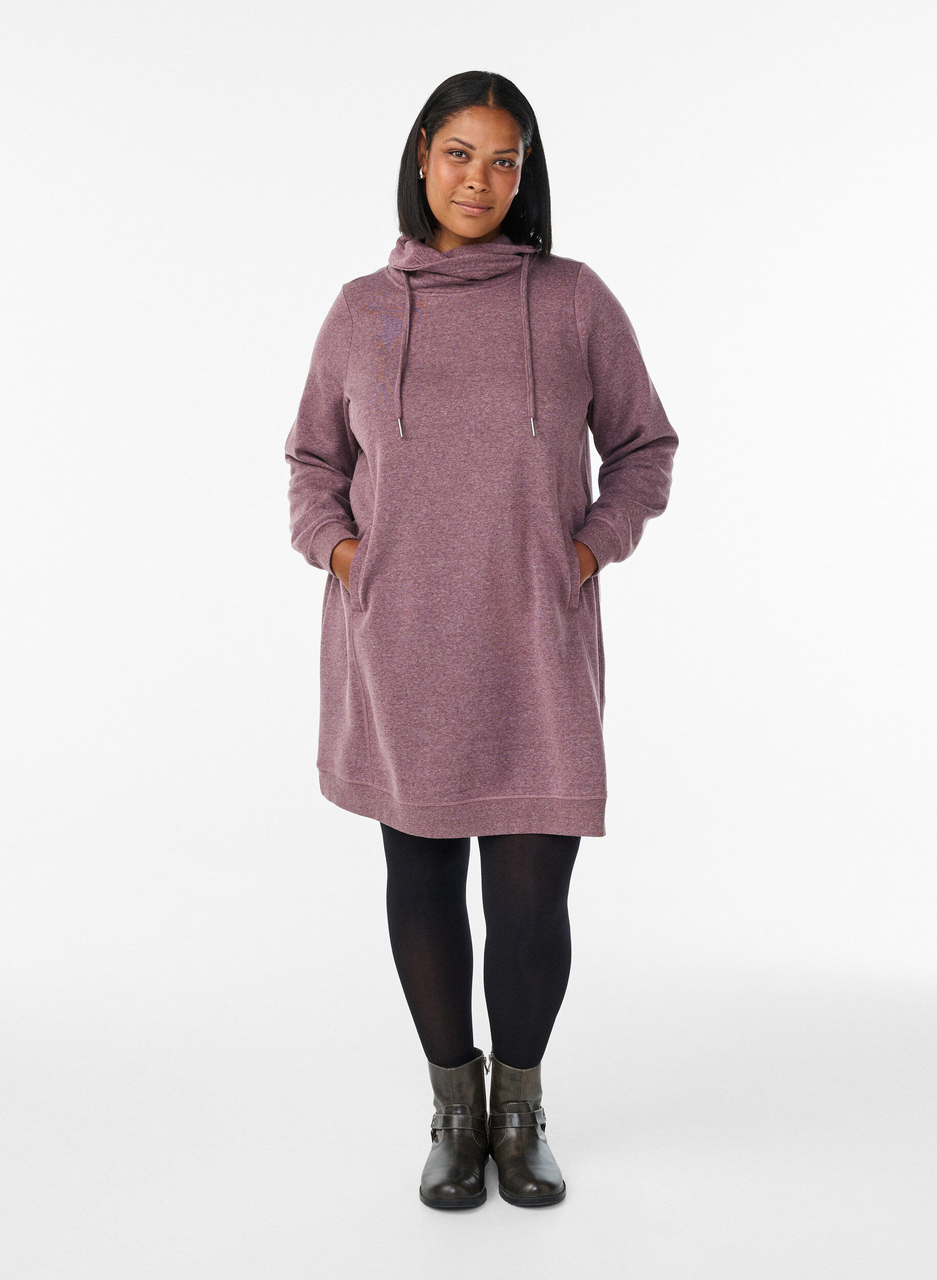 ZizziRobe sweat-shirt courte &agrave; col montant et poches, Bordeaux, Model image number 1