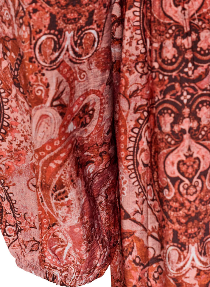 Robe midi en viscose avec imprim&eacute; cachemire, Orange, Packshot image number 3