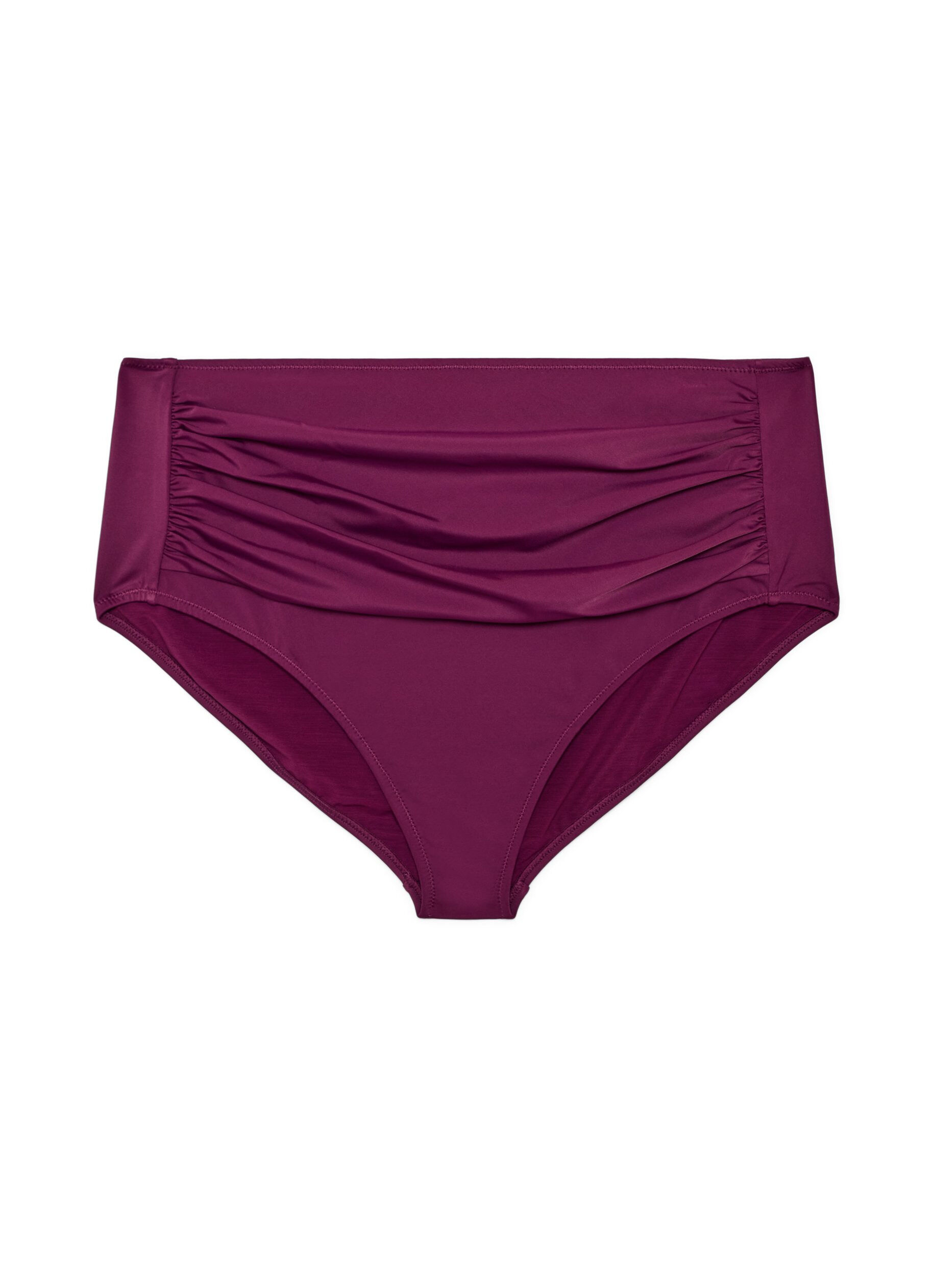 ZizziCulotte de bikini taille haute avec drap&eacute;, Violet, Packshot image number 0