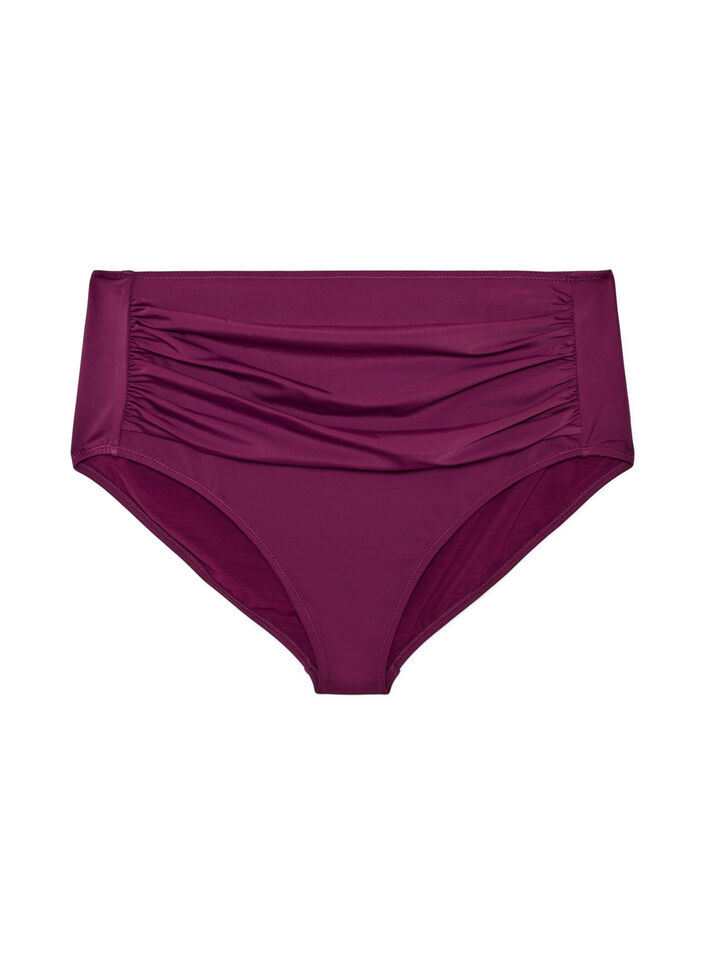 Culotte de bikini taille haute avec drap&eacute;, Violet, Packshot image number 0