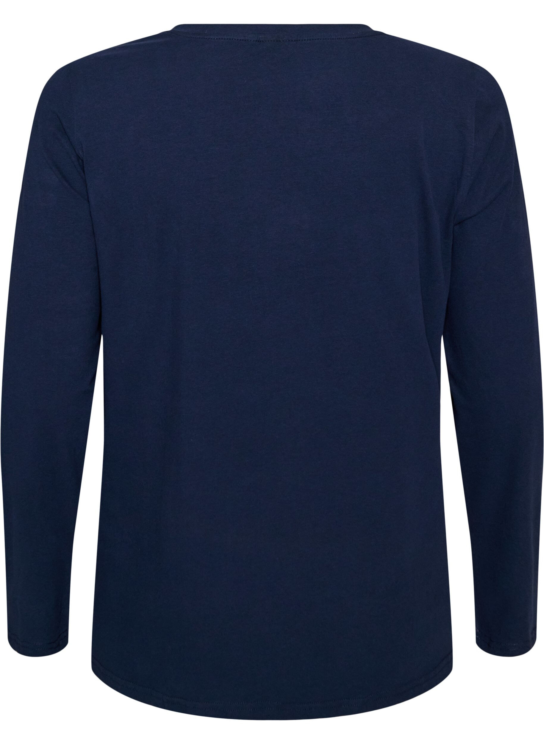 ZizziBlouse basique en jersey &agrave; manches longues, Bleu, Packshot image number 1