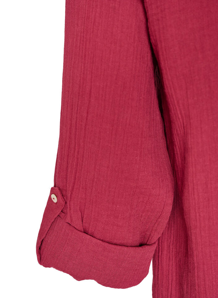 Blouse en mousseline de coton avec broderie anglaise, Rouge, Packshot image number 3