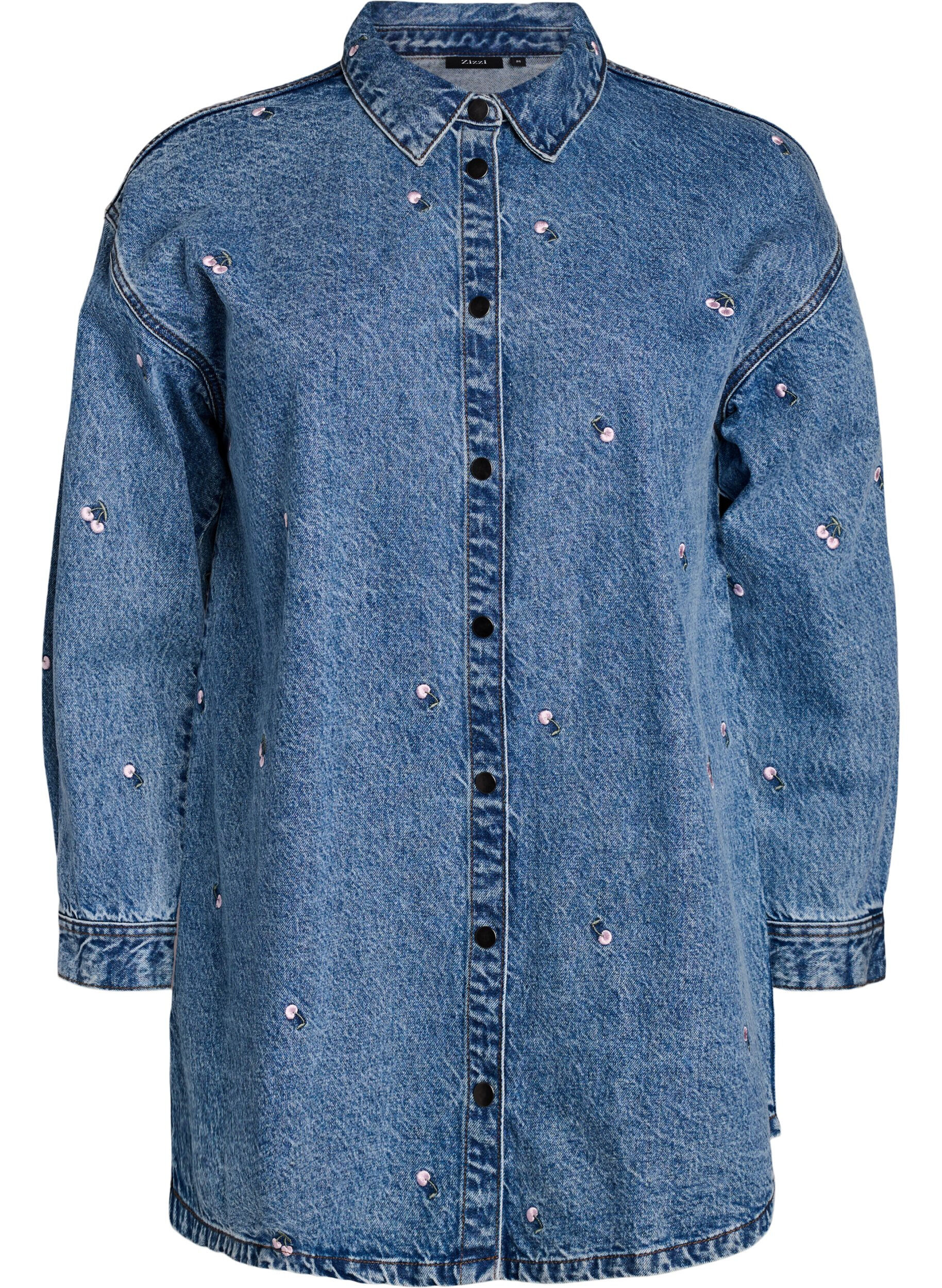Chemise en jean avec motifs brod&eacute;s