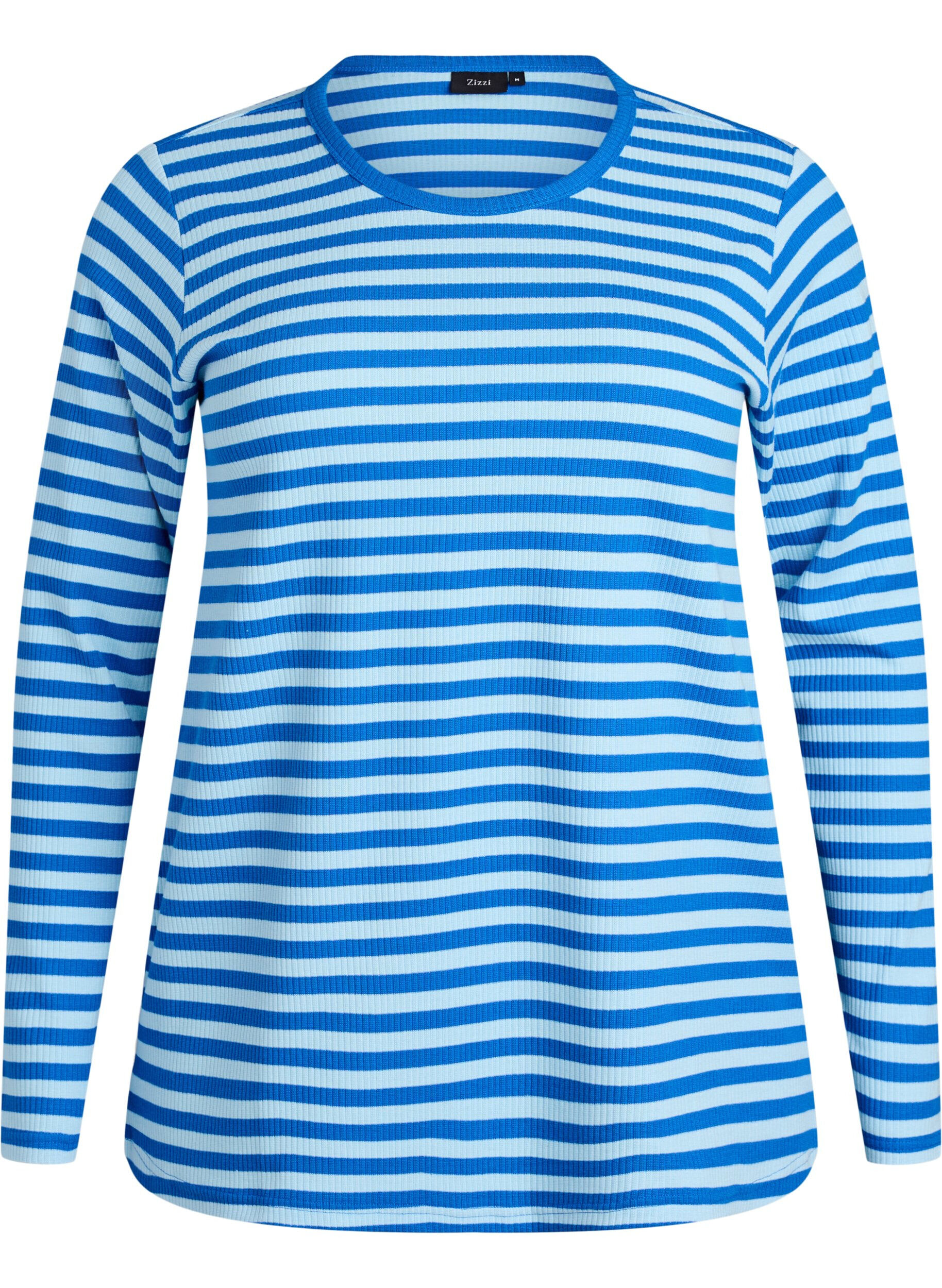 ZizziChemisier &agrave; rayures et &agrave; manches longues, Bleu Clair, Packshot image number 0