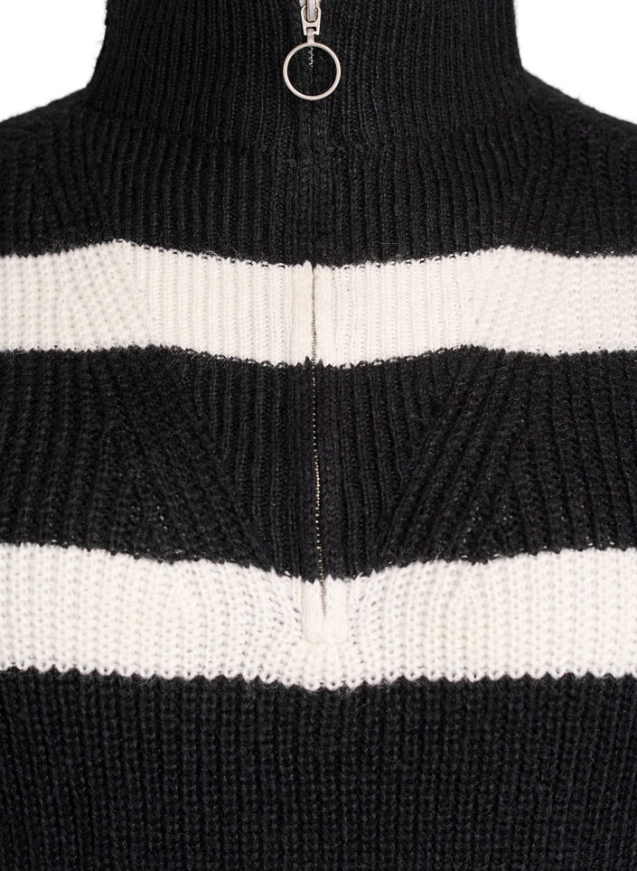 Pull en tricot avec col haut et fermeture &eacute;clair, Noir, Packshot image number 2