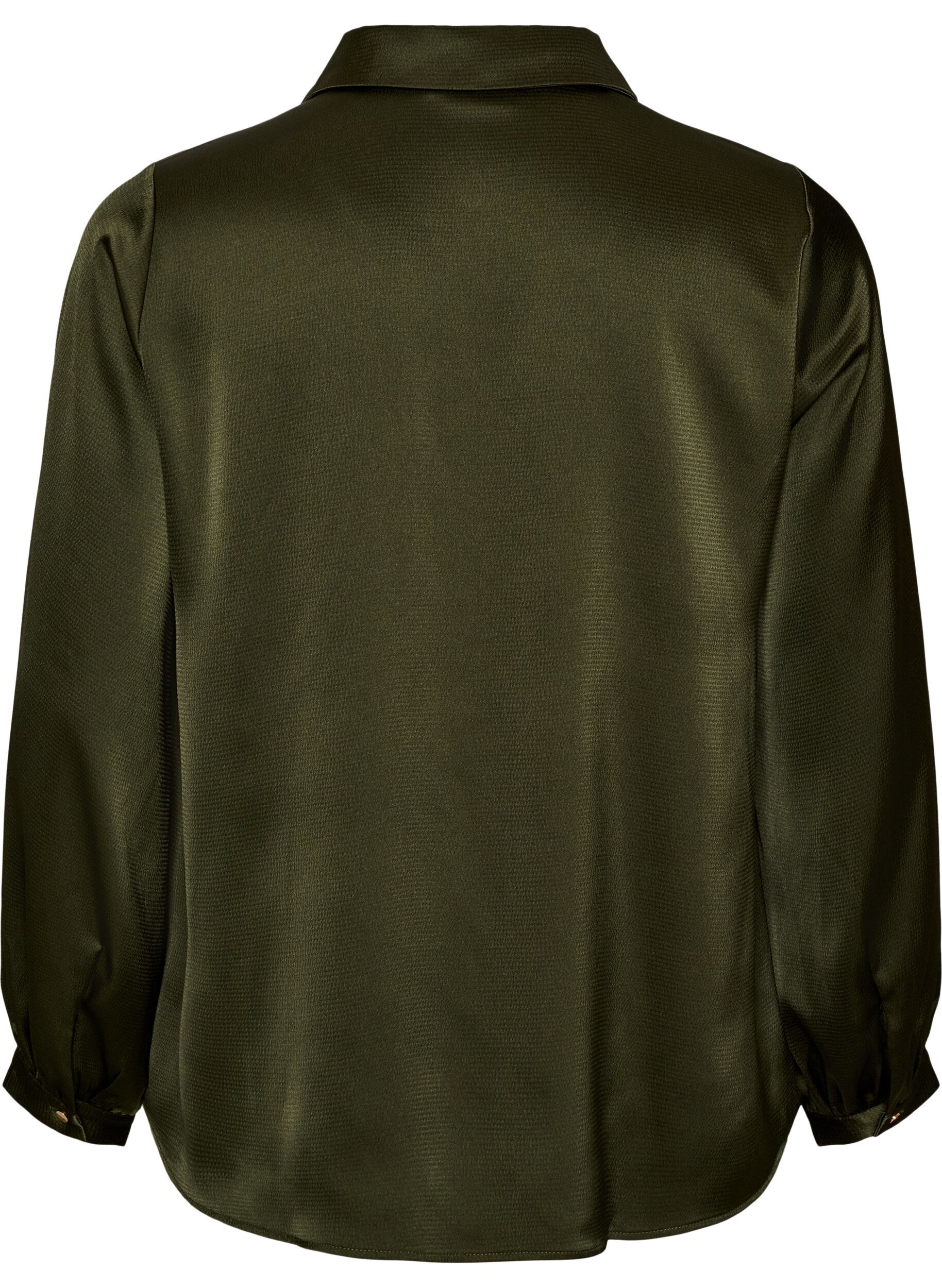ZizziBlouse avec col de chemise et col en V, Vert fonc&eacute;, Packshot image number 1
