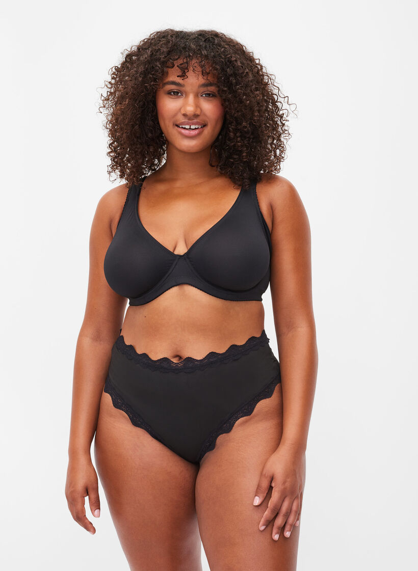 Culotte 2-pack avec bords en dentelle, Black, Model image number 0