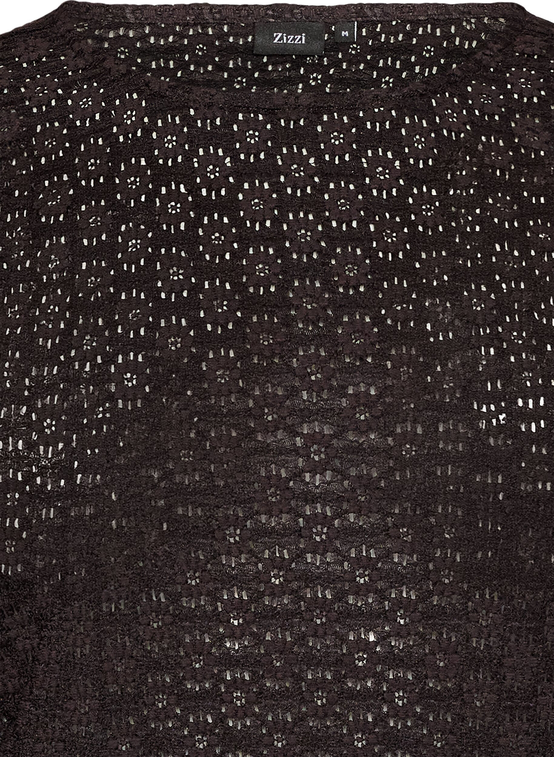 ZizziBlouse avec motif &agrave; &oelig;illets et manches longues, Noir, Packshot image number 2