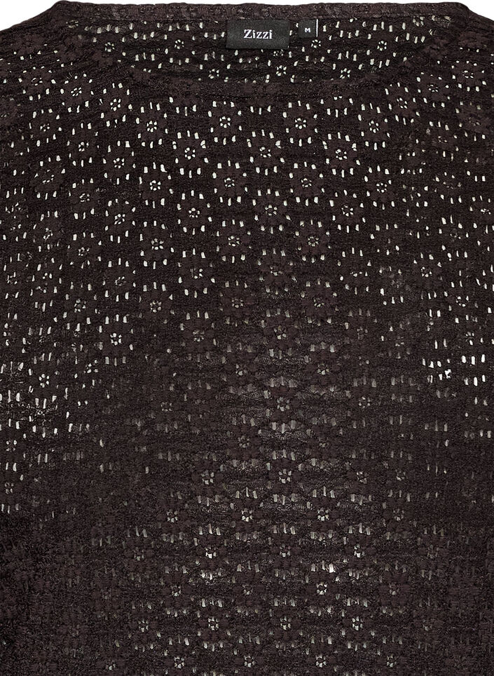 Blouse avec motif &agrave; &oelig;illets et manches longues, Noir, Packshot image number 2