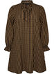 Robe &agrave; carreaux en coton avec volants, Marron, Packshot image number 0