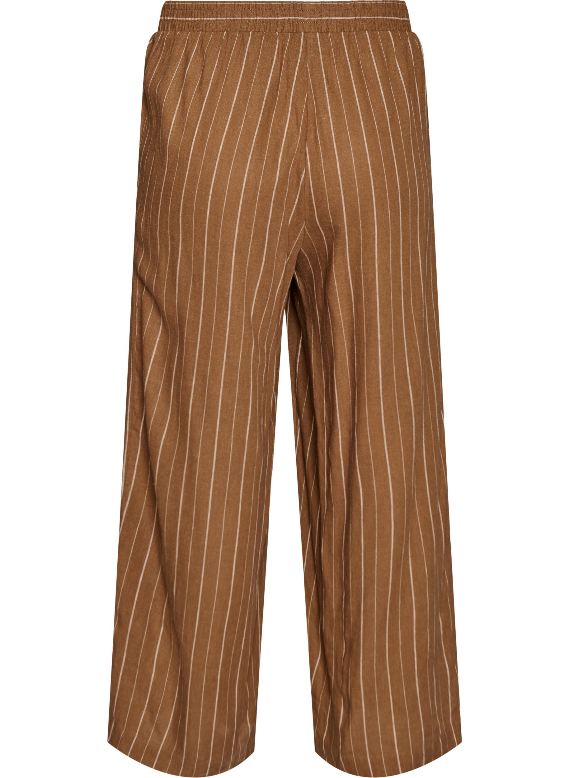 Zizzi Pantalon large en lin et viscose, Marron, Packshot image number 1