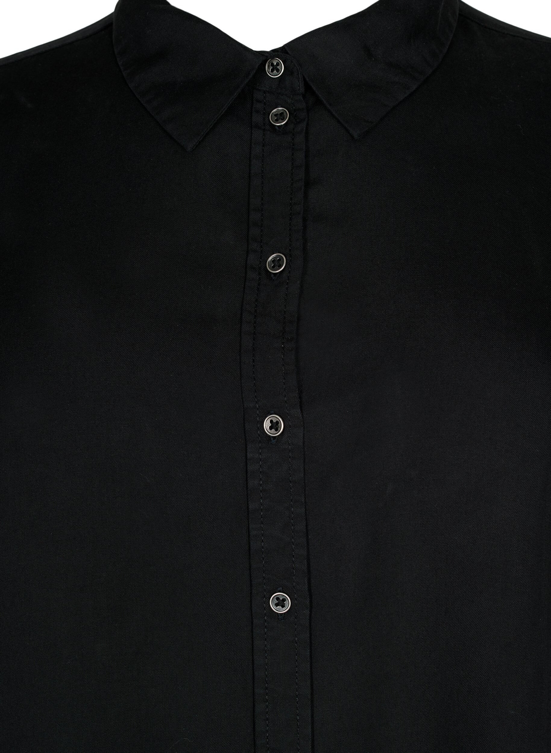 Zizzi Chemise longue &agrave; manches 3/4 en lyocell (TENCEL&trade;), Black, Packshot image number 2