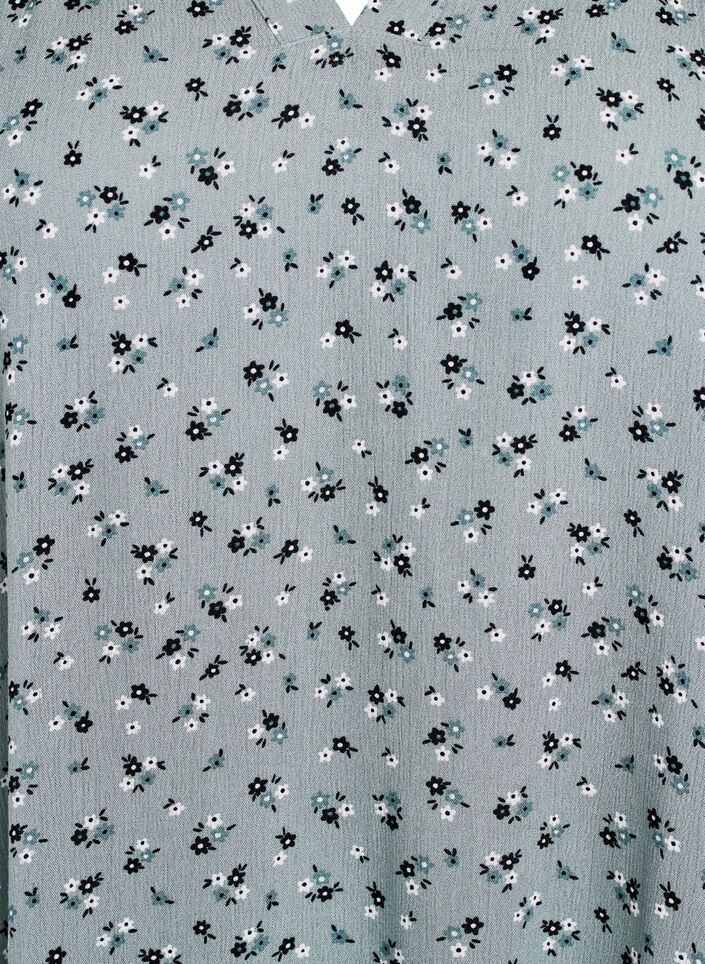 Tunique avec imprim&eacute; floral et manches 3/4, Vert, Packshot image number 2