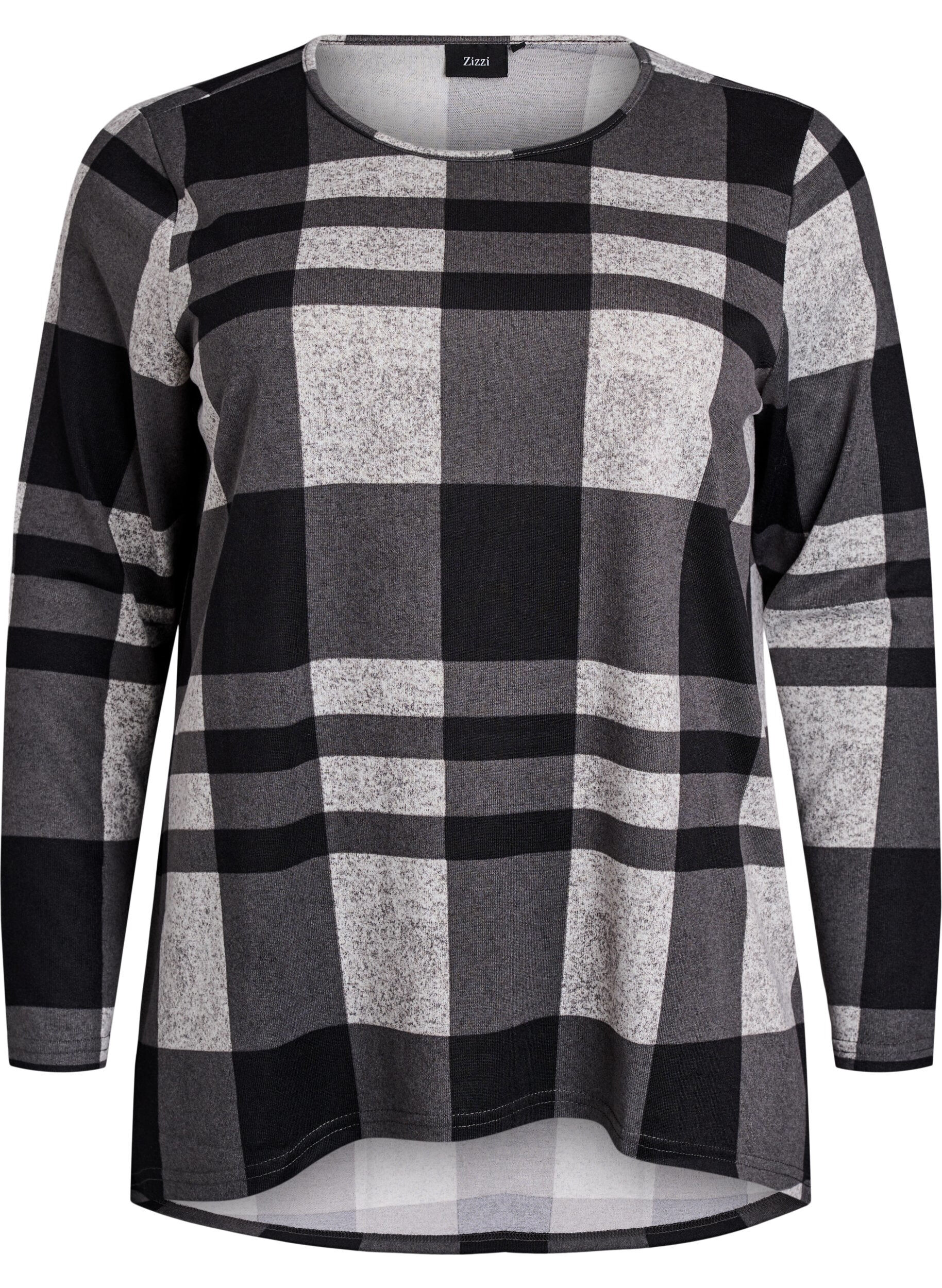 Zizzi Chemisier &agrave; motifs &agrave; manches longues, Gris, Packshot image number 0