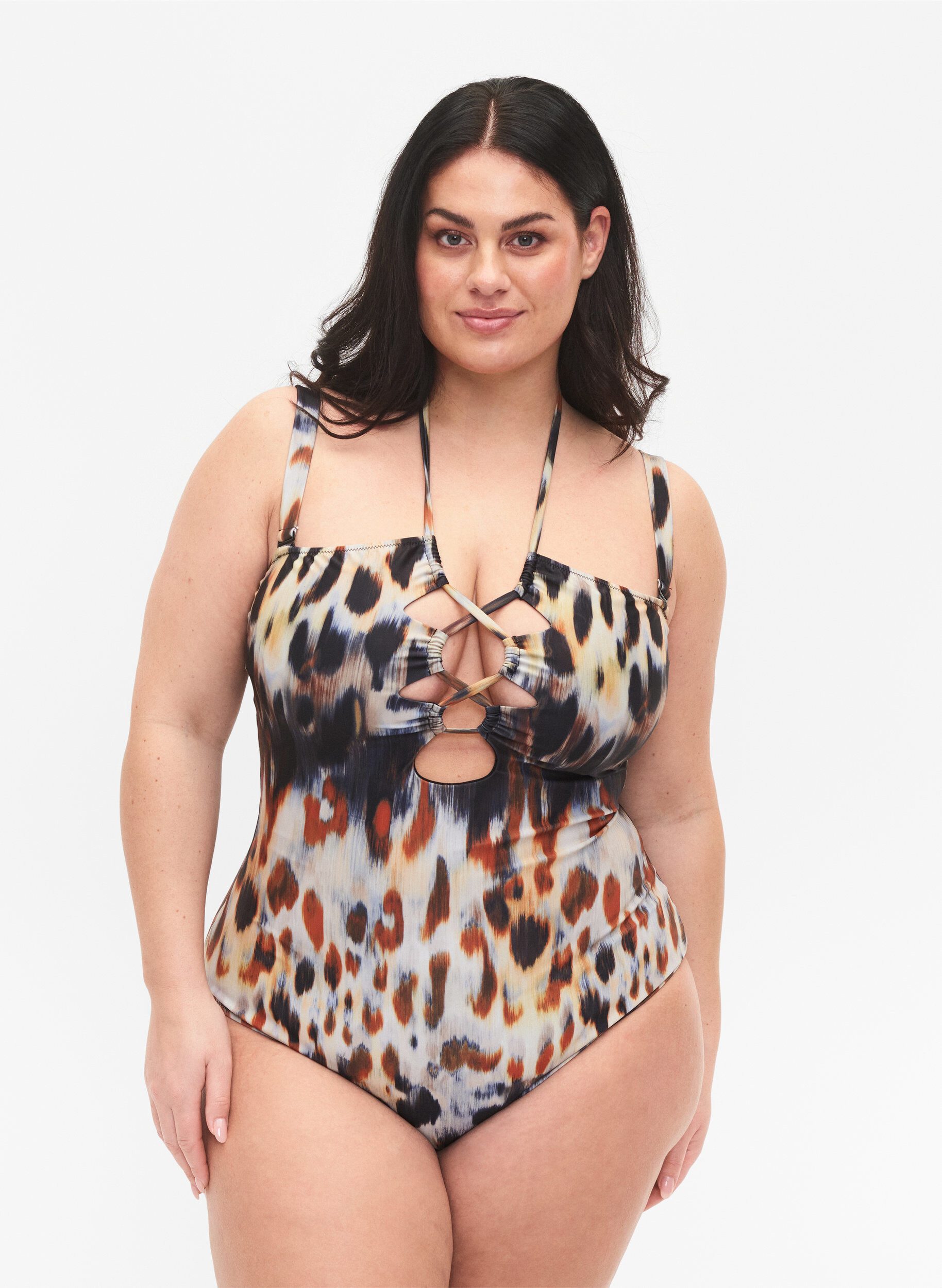 Zizzi Maillot de bain imprim&eacute; avec bretelles amovibles, Abstract Leopard, Model image number 0