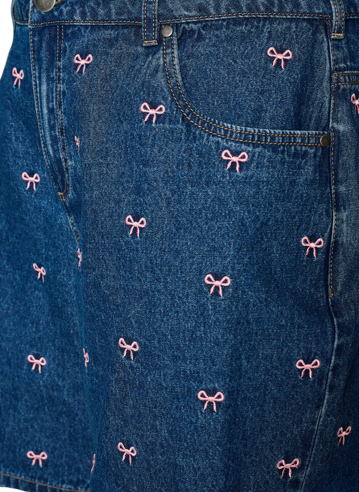 Short en jean brod&eacute;, Bleu, Packshot image number 2