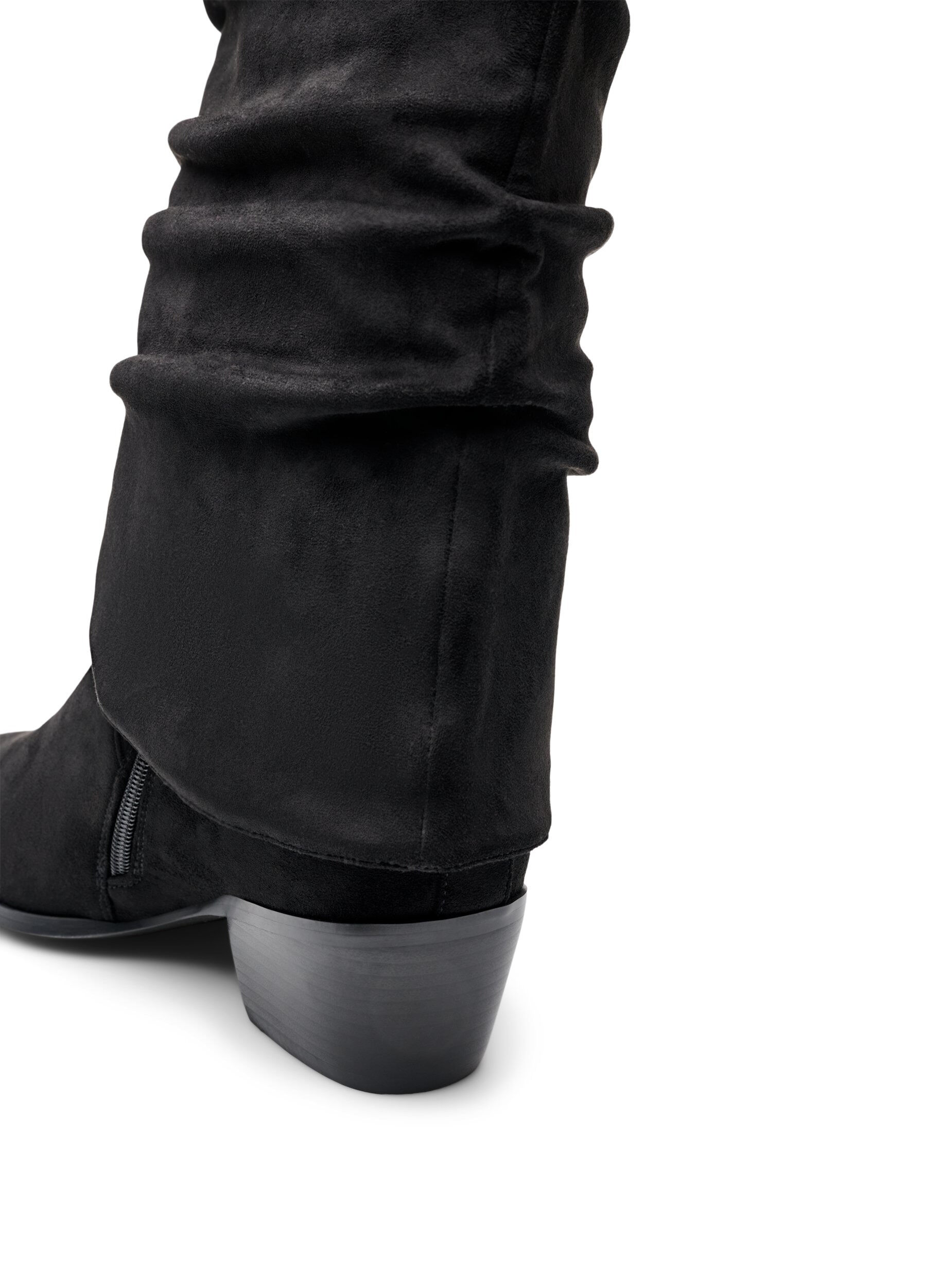 ZizziBotte haute en su&eacute;dine avec tige amovible, Noir, Packshot image number 3