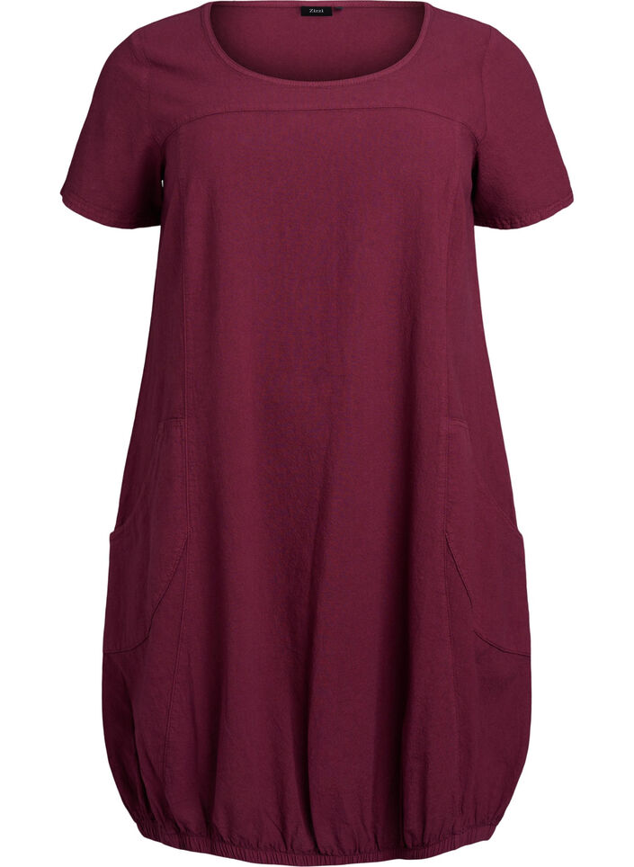 Robe en coton &agrave; manches courtes, Bordeaux fonc&eacute;, Packshot image number 0