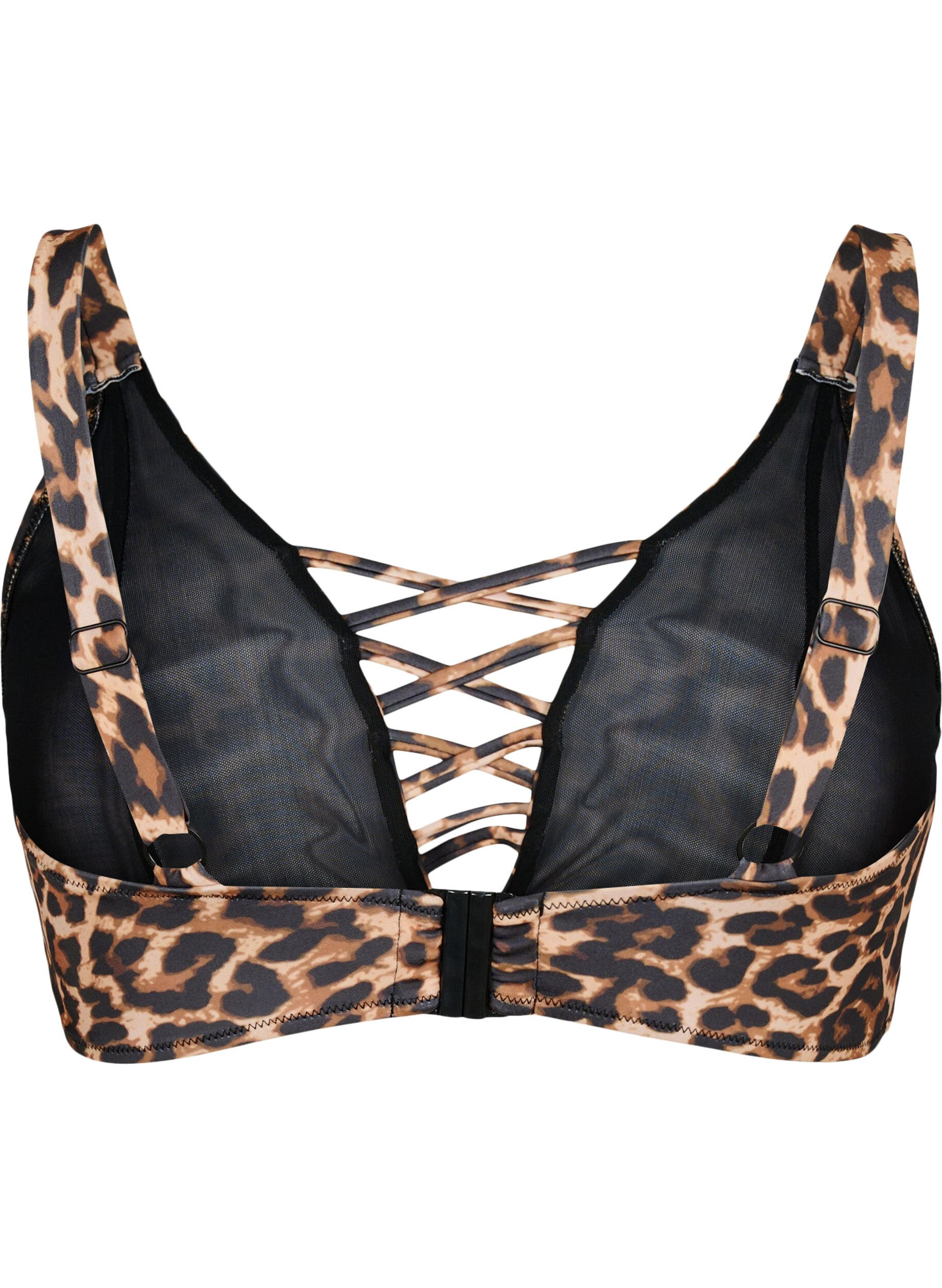 Zizzi Soutien-gorge de bikini imprim&eacute; l&eacute;opard avec d&eacute;tail string, Autentic Leopard, Packshot image number 1