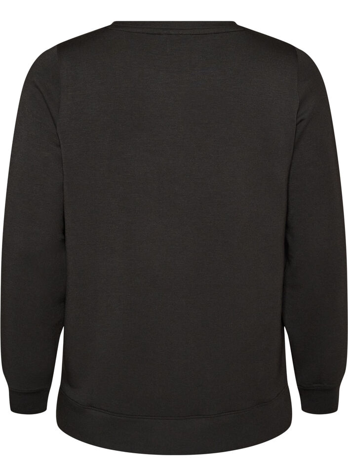 Blouse en jersey &agrave; manches longues et col rond, Noir, Packshot image number 1