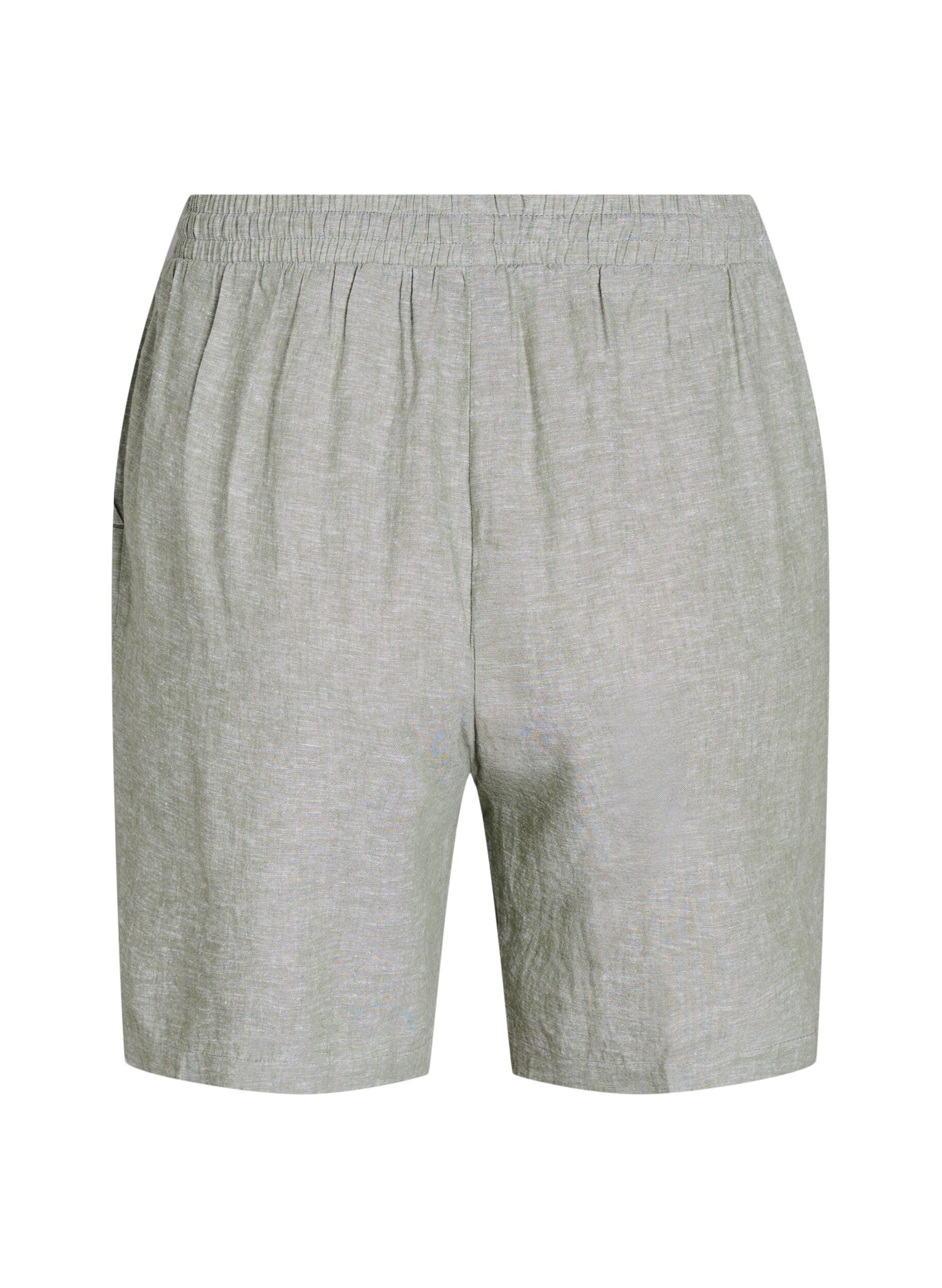 Zizzi Shorts amples en lin et viscose, Vert, Packshot image number 1
