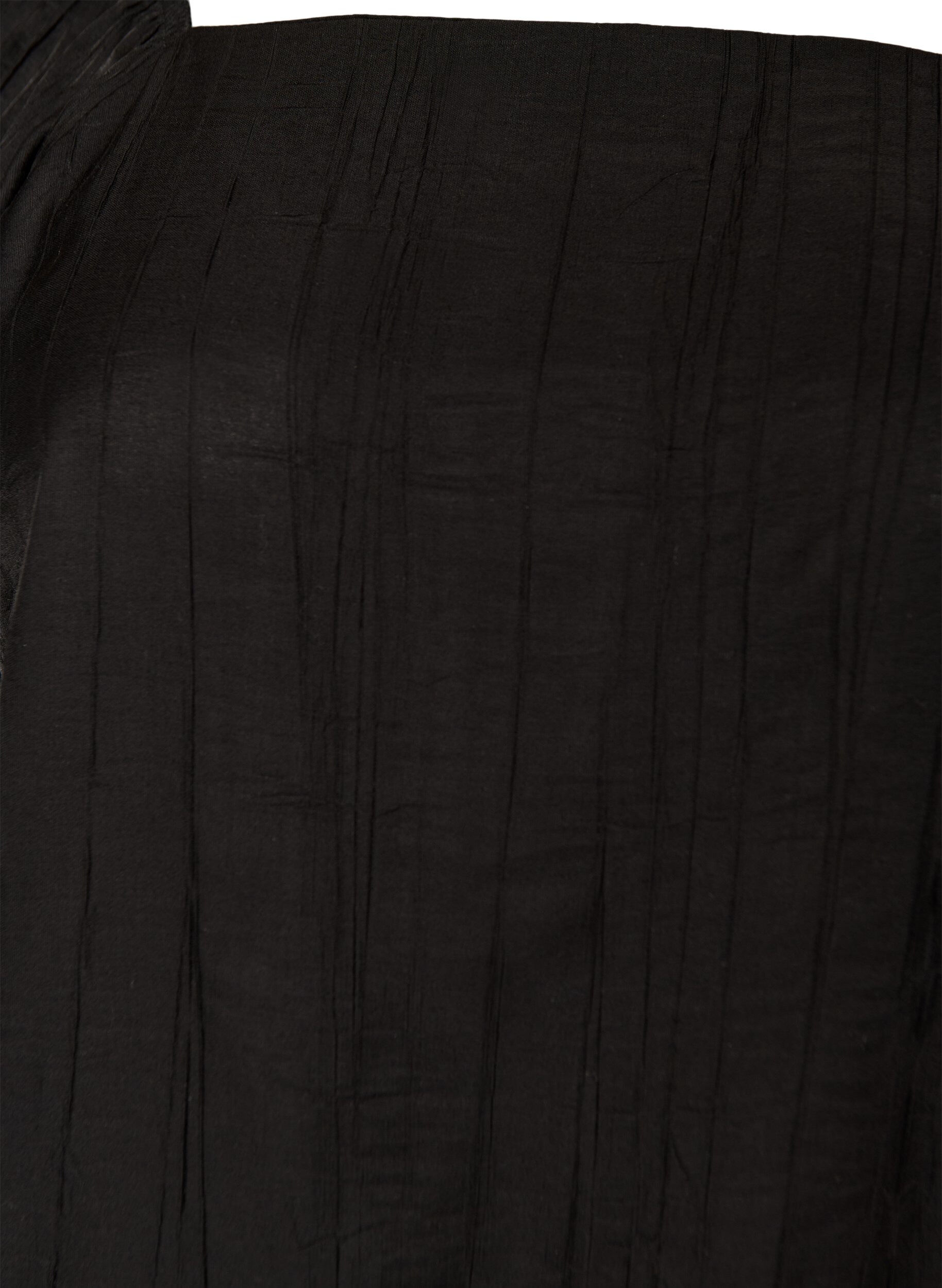 Zizzi Blouse en viscose &agrave; col carr&eacute; et manches 3/4, Noir, Packshot image number 2