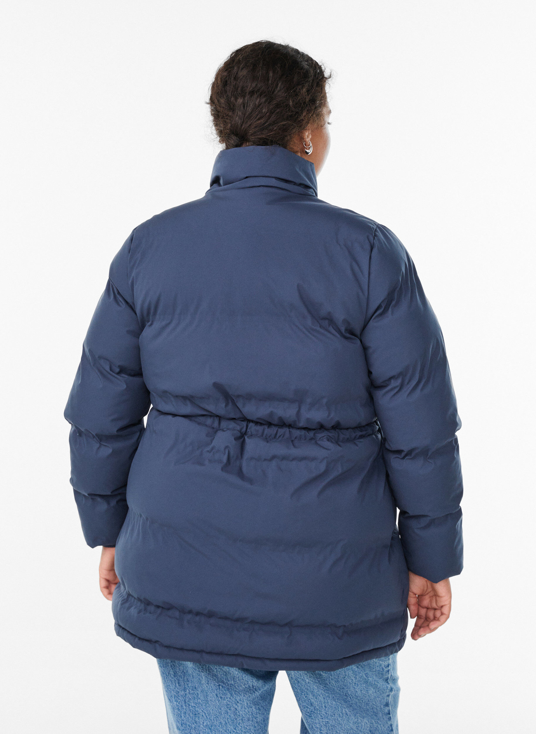 Zizzi Doudoune mi-longue avec taille ajustable, Bleu, Model image number 2
