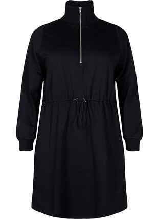 Robe pull avec fermeture Éclair et cordon de serrage, Black, Packshot image number 0