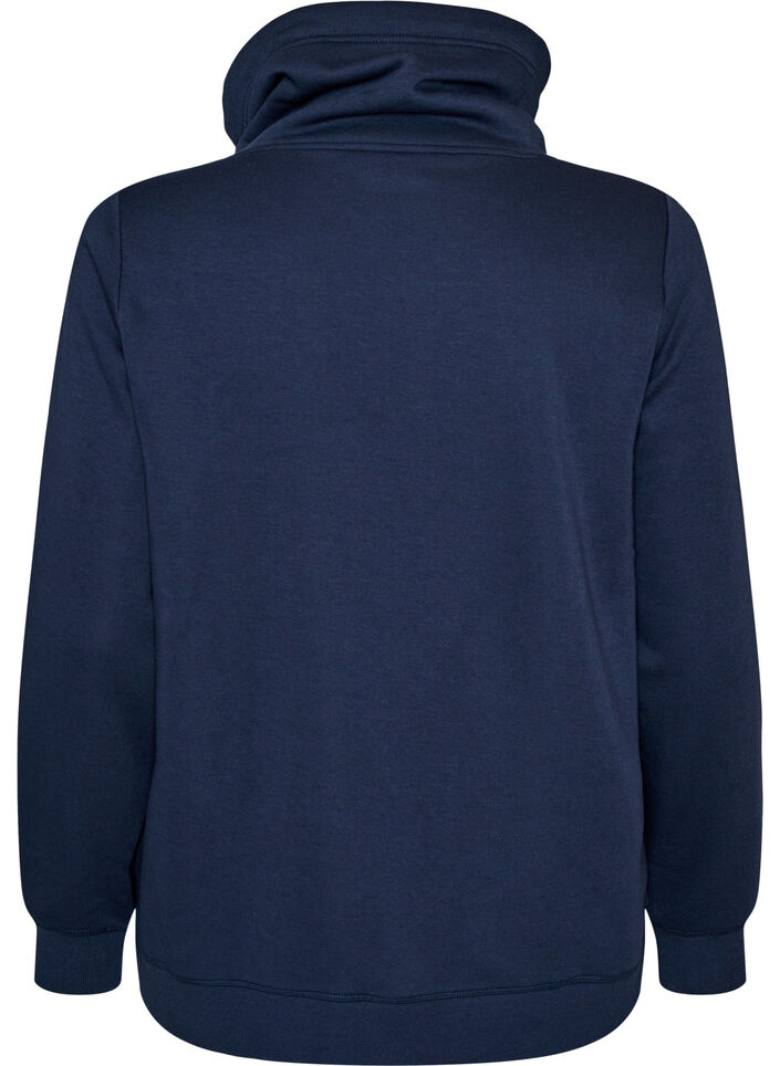 Sweat &agrave; col montant et poches, Bleu, Packshot image number 1