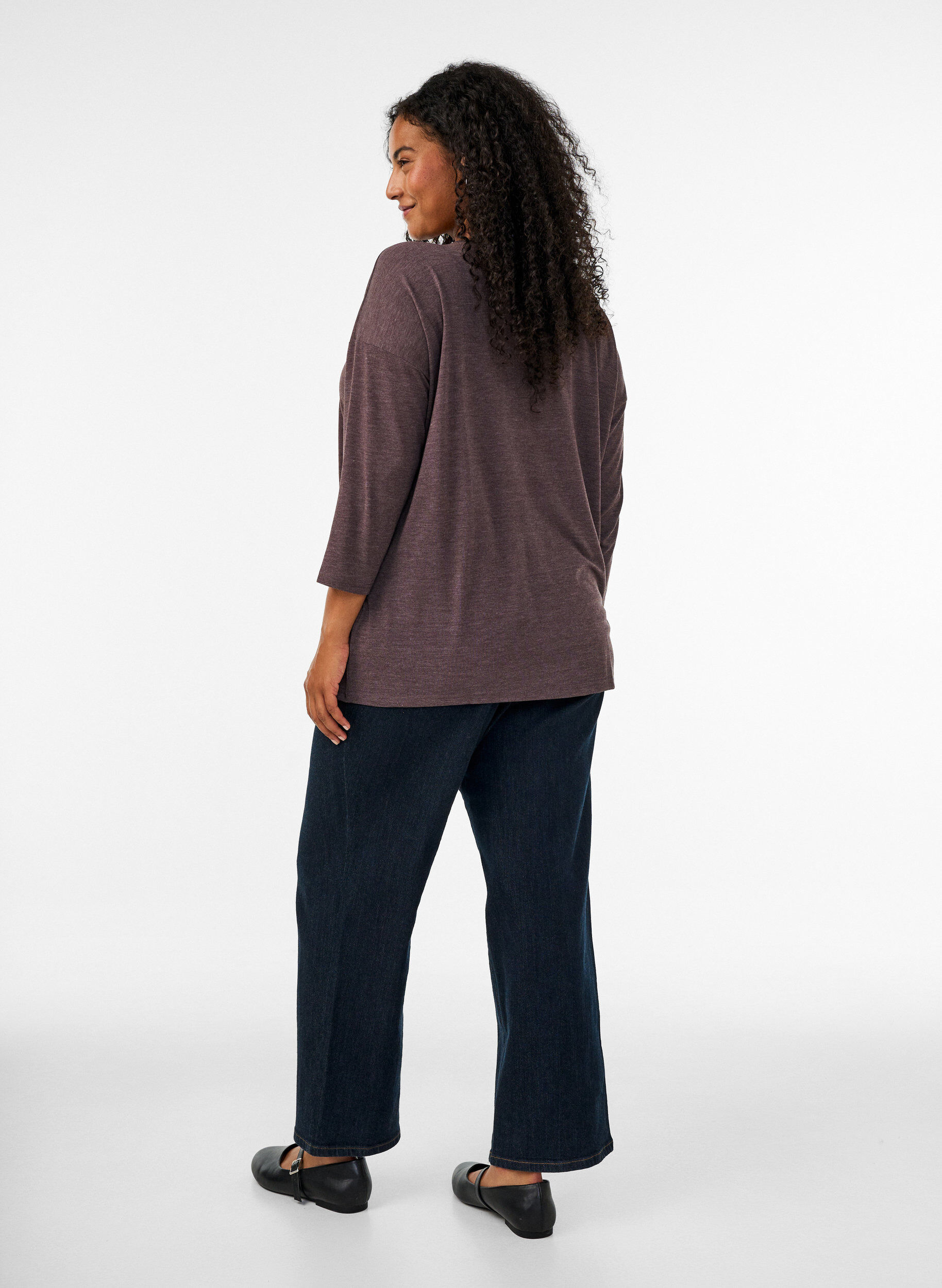 ZizziBlouse en jersey avec manches 3/4, Marron, Model image number 2