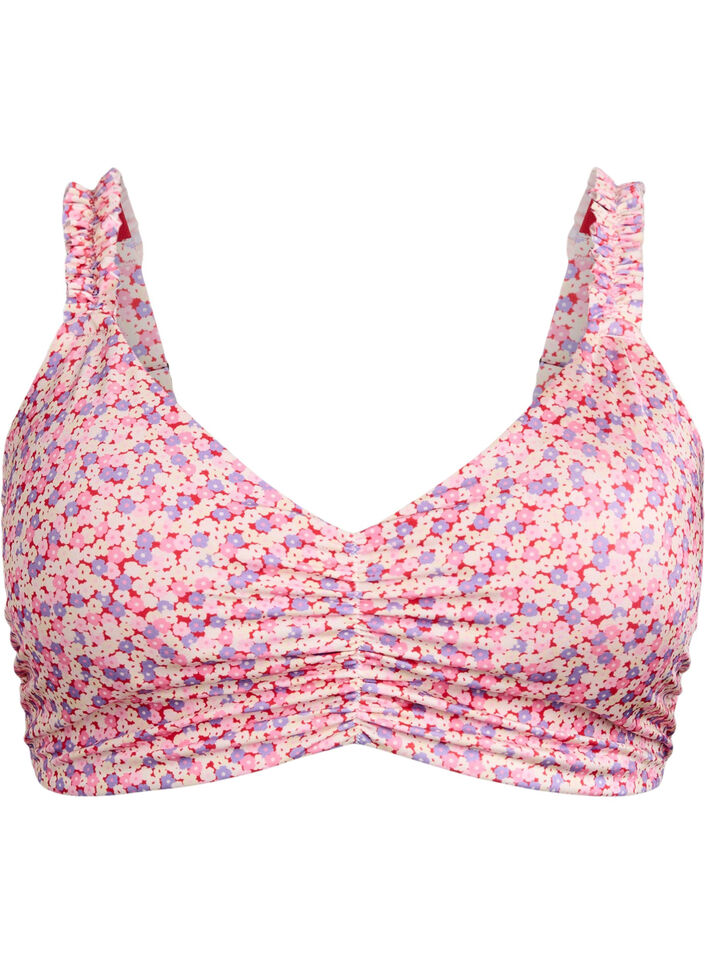 Haut de bikini à motif floral avec rembourrage amovible, Rose, Packshot image number 0
